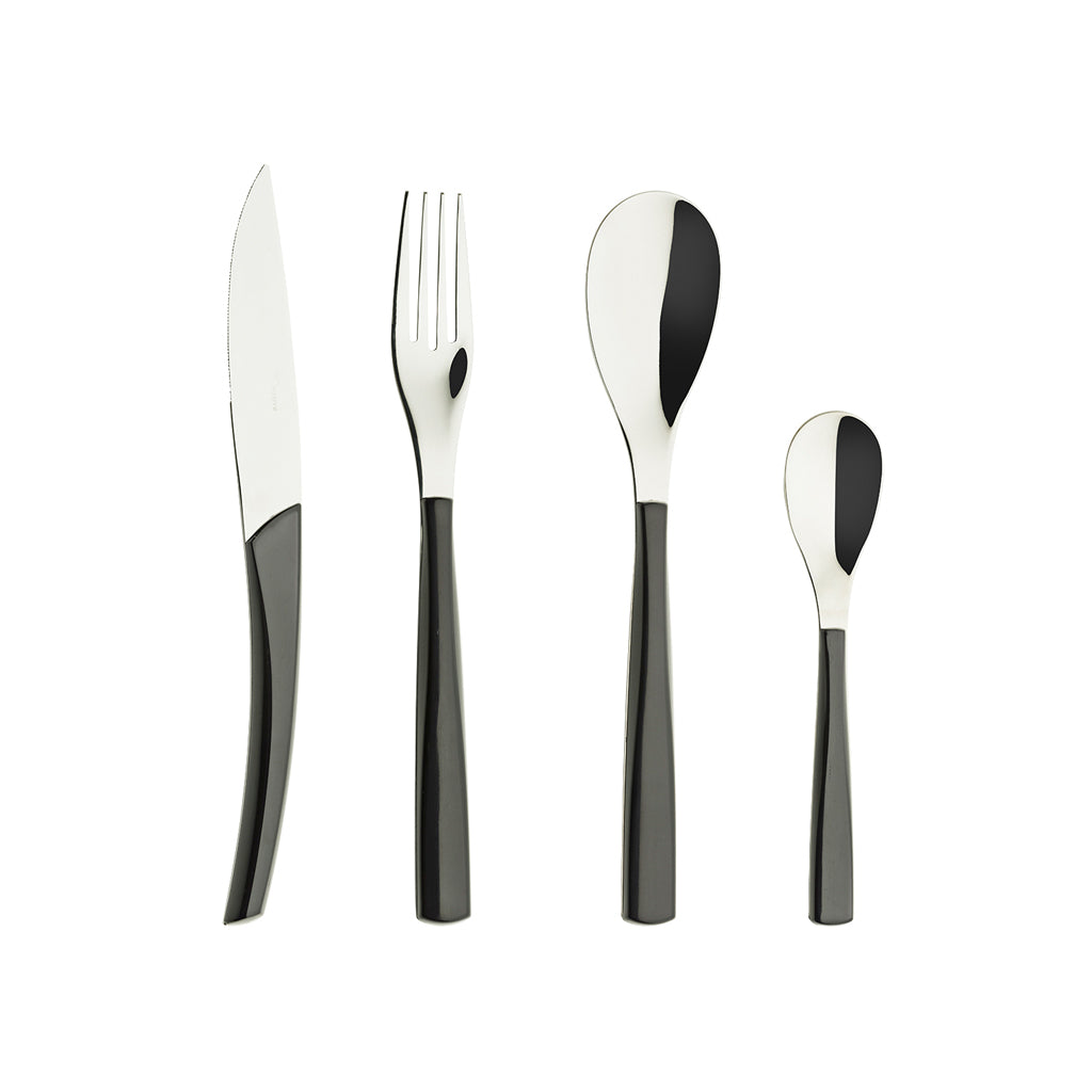 Degrenne Quartz Carbone Cutlery Collection, 24 Pieces