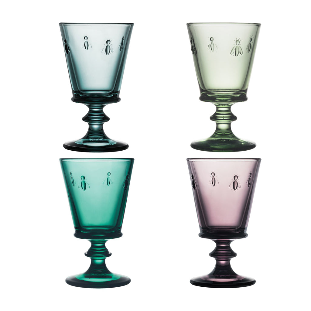 La Rochère Colored Bee Wine Glasses, Assorted Set of 4