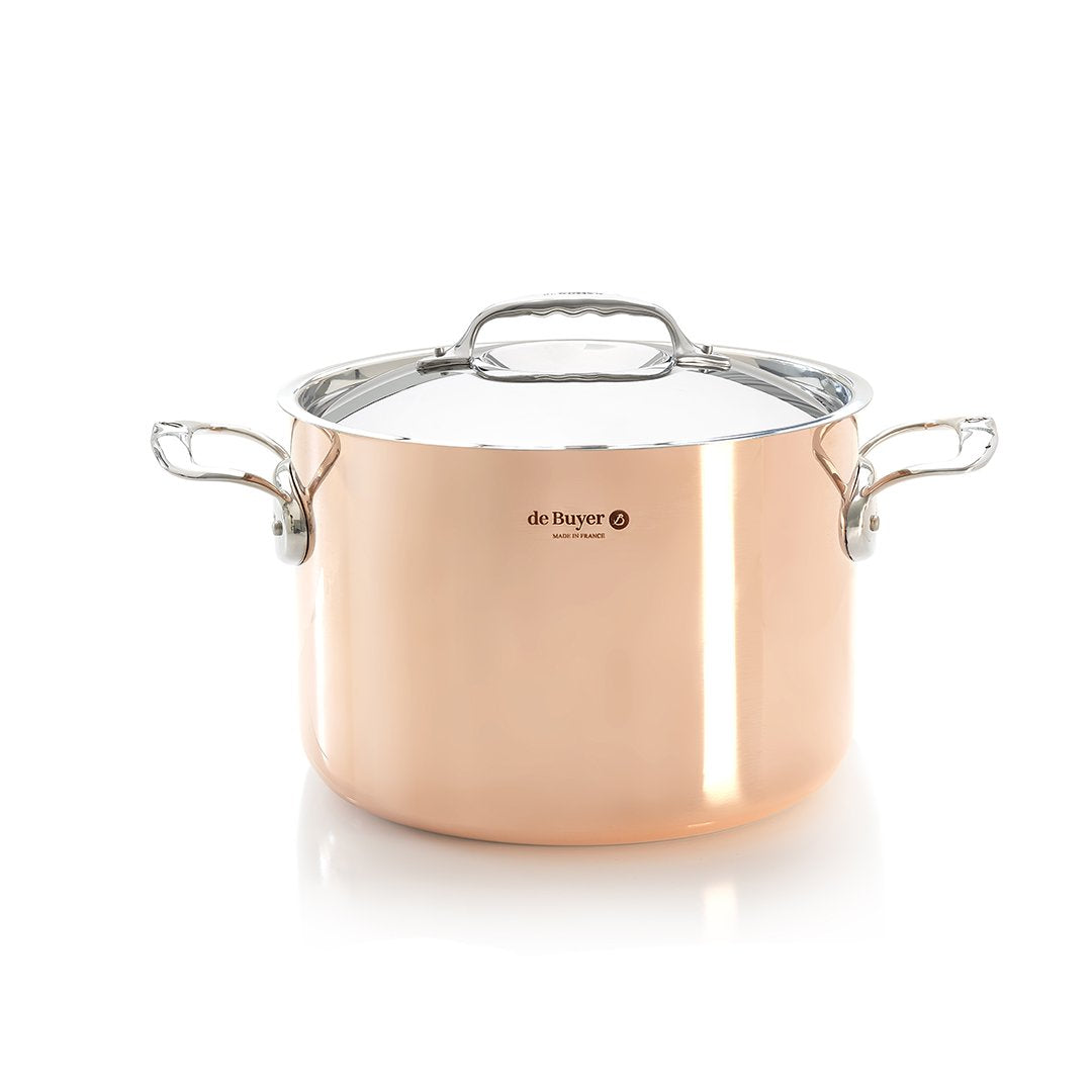 de Buyer Prima Matera Copper Tall Stew Pan with Lid, 9.5"