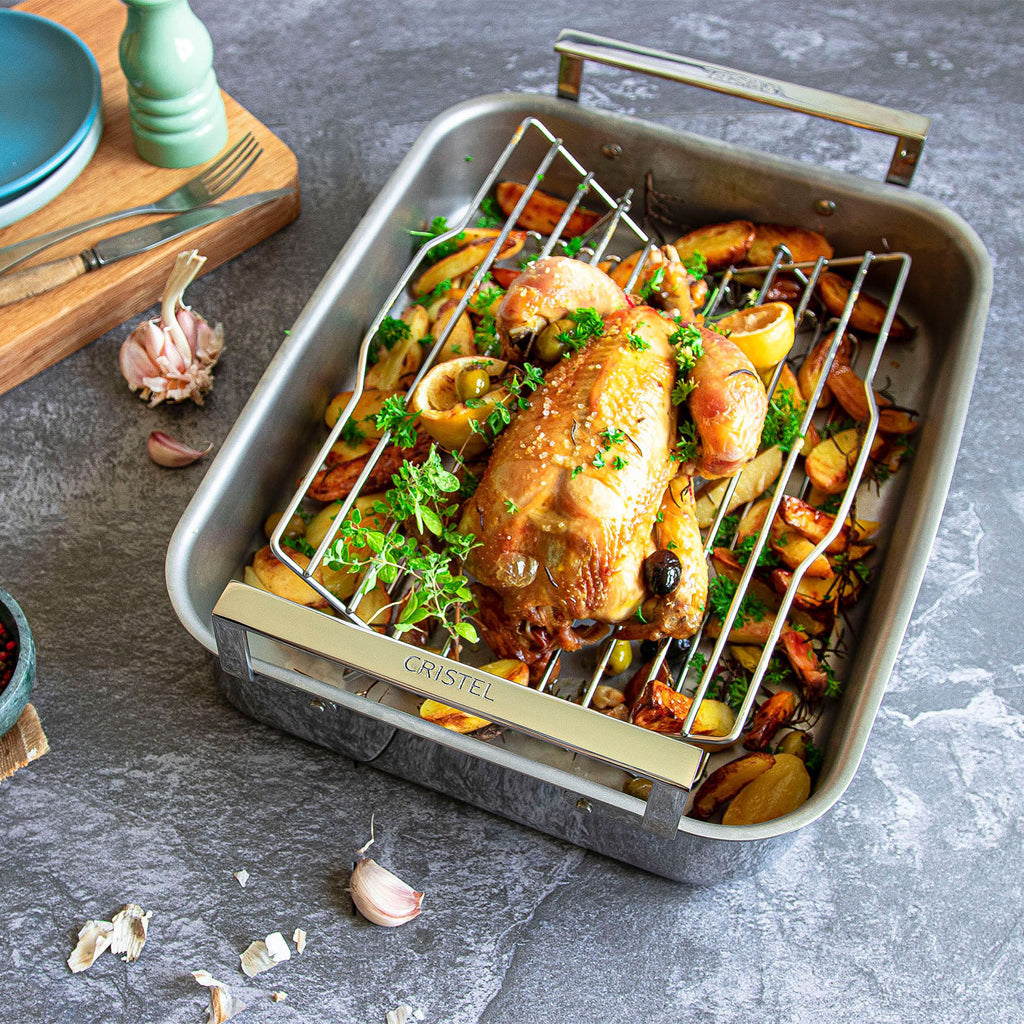Cristel Strate Stainless Steel Roaster With Rack Cantine Française