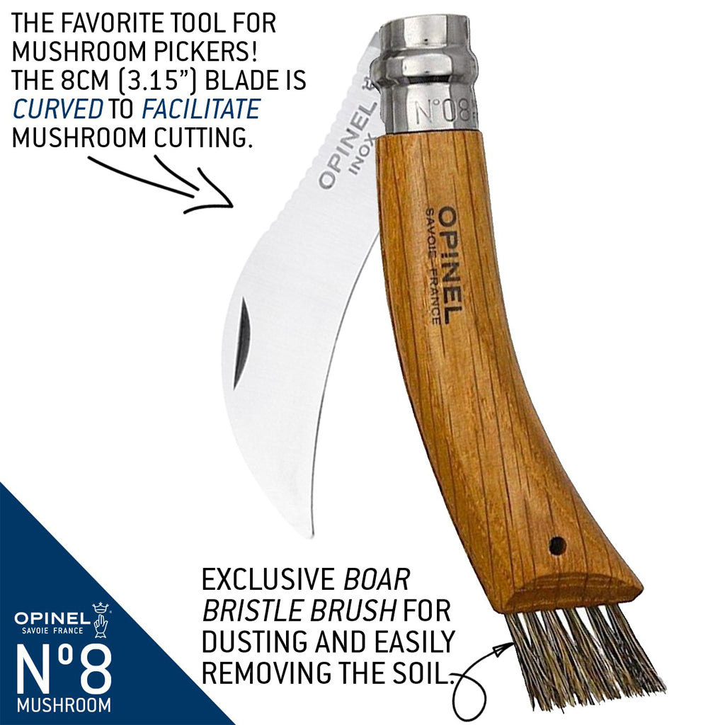 Opinel Oak Mushroom Knife with Brush
